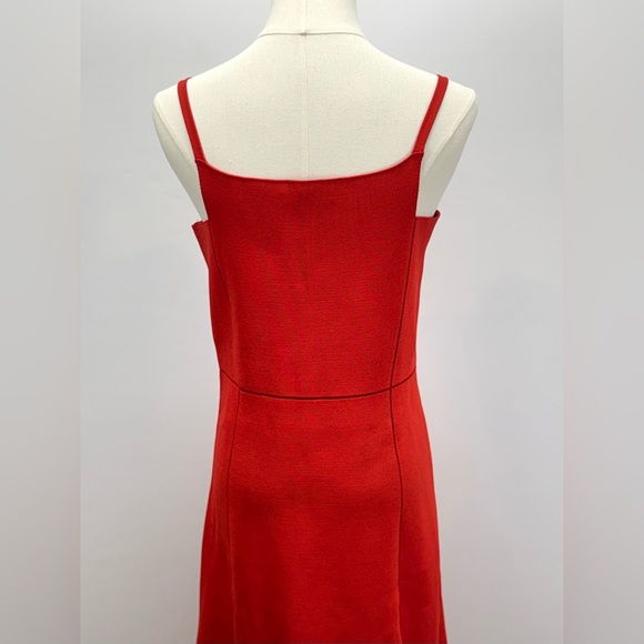 ADEAM Striking Red square neck split hem Midi Dress size 8 - Picture 3 of 15